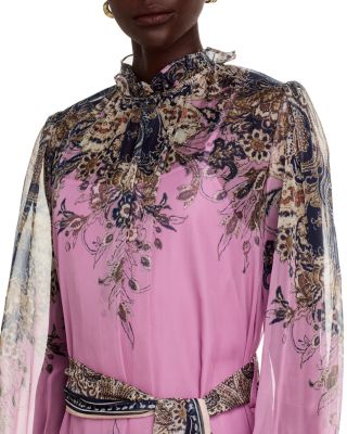 Nancy Yang Ruffle Neck Midi Dress
