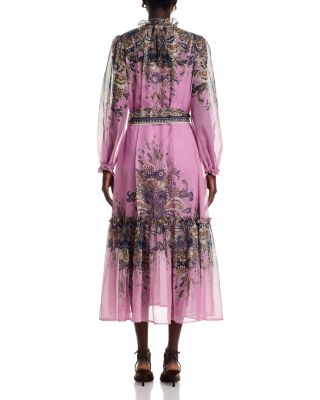 Nancy Yang Ruffle Neck Midi Dress