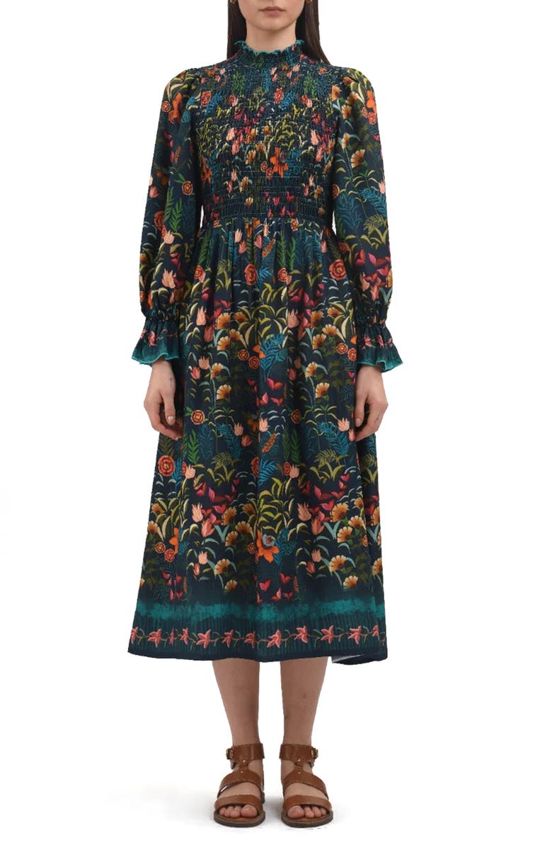 Celina Moon Aurnia Floral Long Sleeve Midi Dress