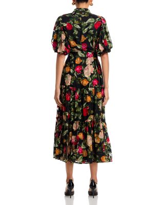 Gracia Puff Sleeve Tie Belt Maxi Dress