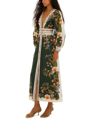 FARM Rio Nature Green Linen Maxi Dress