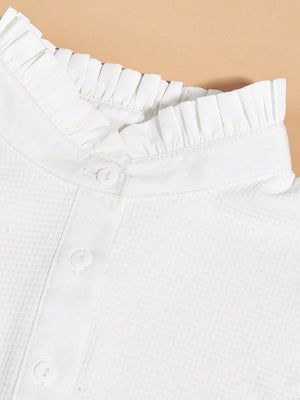 1pc Ruffles Trim Dickey Collar Solid Color Half Shirt Collar Casual Sweet Detachable Blouse Dickey Collar False Collar