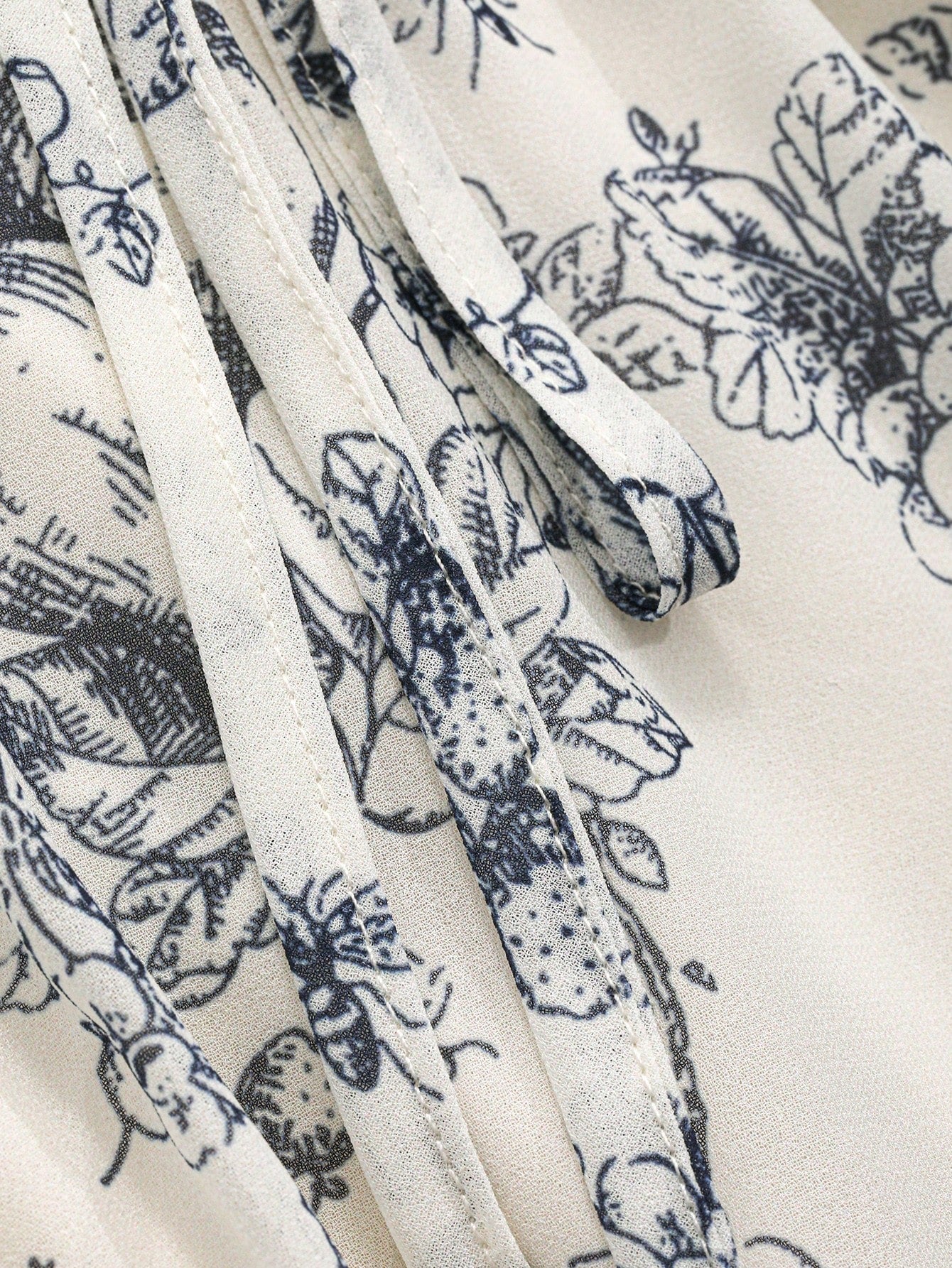 DAZY Allover Floral Print Tie Neck Lantern Sleeve Dress