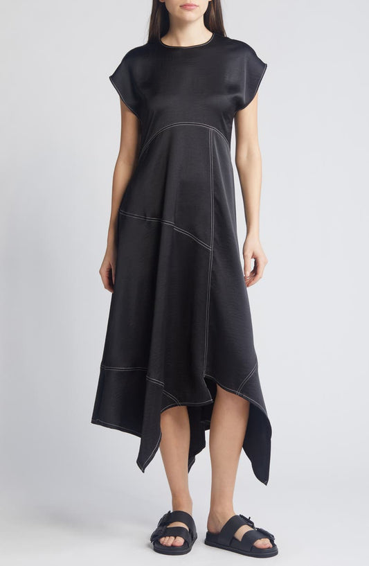 AllSaints Agnes Cap Sleeve Handkerchief Hem Dress