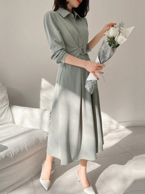 DAZY Waist-Cinched Long Shirt Dress