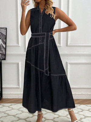 SHEIN Frenchy Women'S Fashion Stitching Belted Dress
