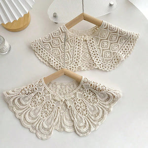 1pc Lady's Spring & Autumn Lace Knitted Hollow Out Collar, Suitable For Knitwear Or Shirts And Dress