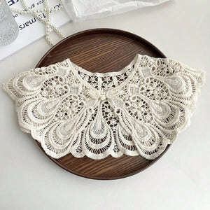 1pc Lady's Spring & Autumn Lace Knitted Hollow Out Collar, Suitable For Knitwear Or Shirts And Dress