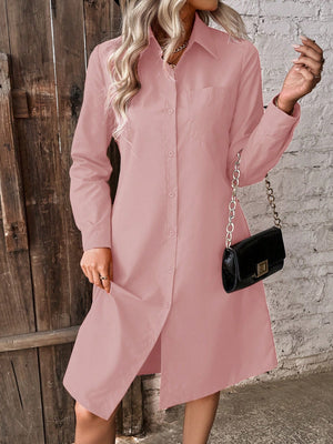 SHEIN LUNE Women's Solid Color Loose Casual Shirt Dress