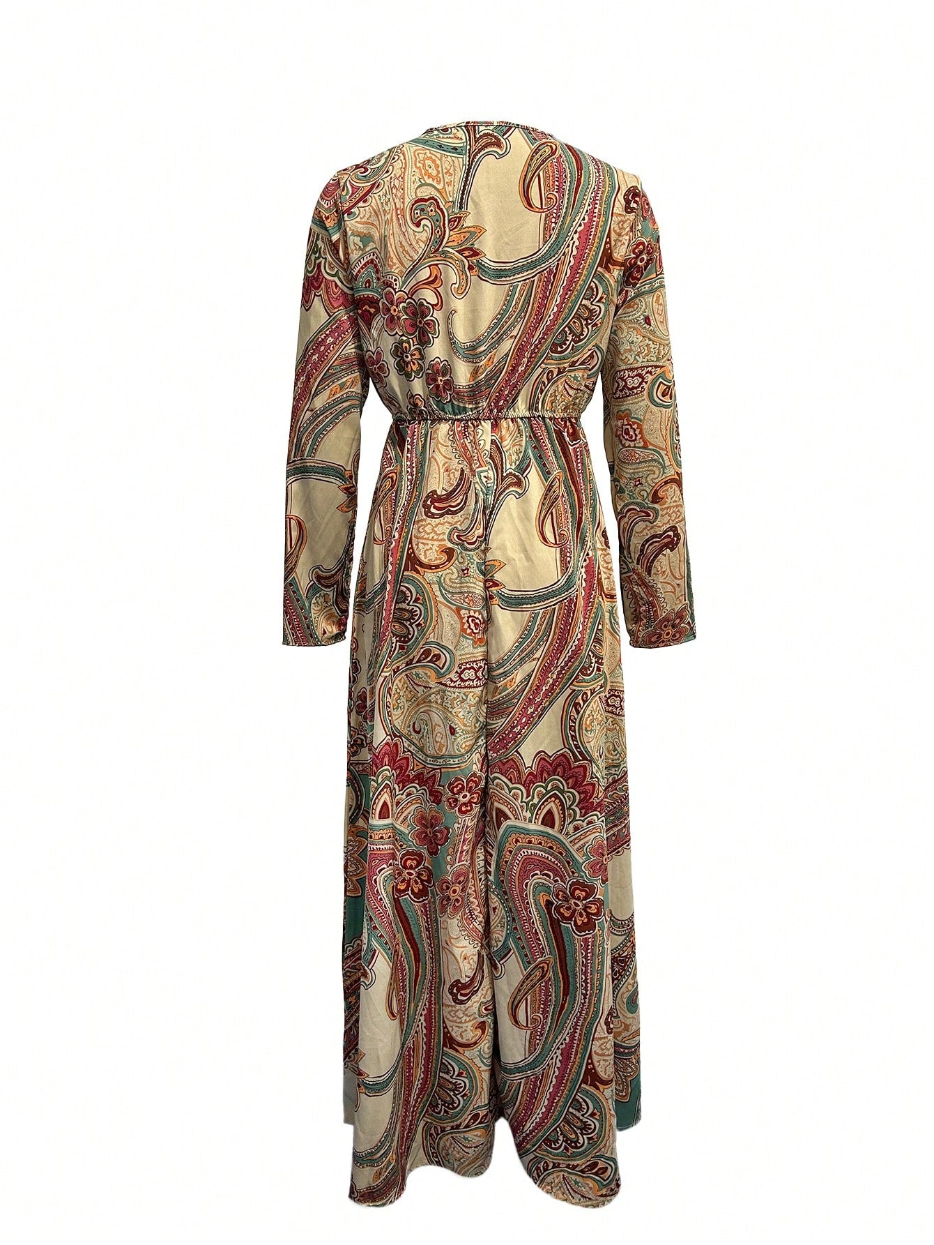 SHEIN LUNE Paisley Pattern Printed Long Sleeve Dress