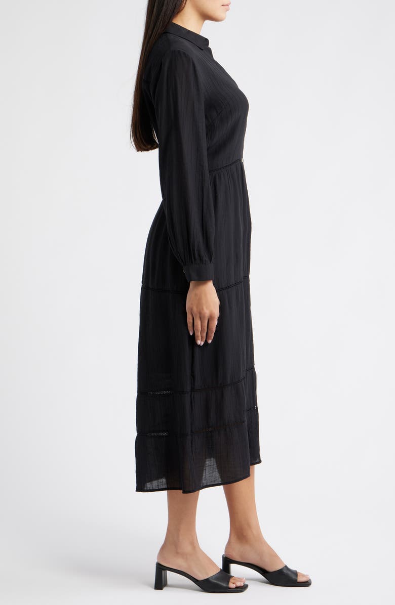 Cloth & Stone Ladder Stitch Long Sleeve Midi Shirtdress