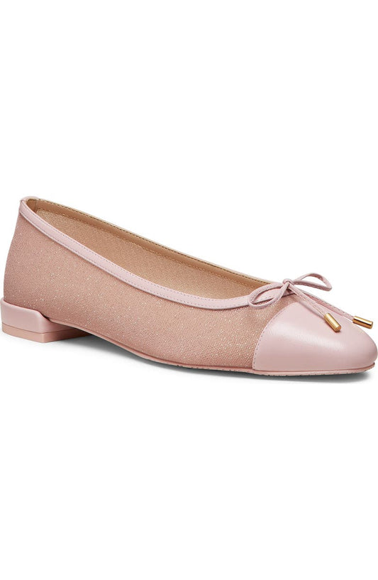 Stuart Weitzman Sleek Cap Toe Bow Flat (Women)