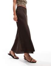 ONLY faux leather pleated maxi skirt in black