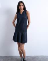 Topshop denim godet seamed midaxi dress in rich blue
