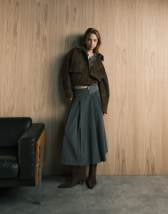 ONLY faux leather pleated maxi skirt in black