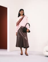 ONLY faux leather pleated maxi skirt in black