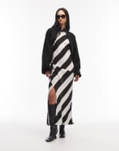 Mango shirt detailing maxi dress in brown stripes