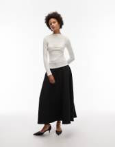 ONLY faux leather pleated maxi skirt in black