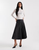Topshop denim godet seamed midaxi dress in rich blue