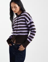 Mango shirt detailing maxi dress in brown stripes