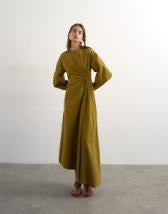 Mango shirt detailing maxi dress in brown stripes