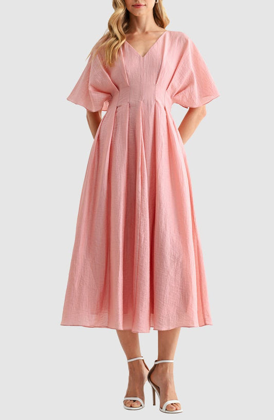 Mila Mae Short Sleeve Fit & Flare Maxi Dress