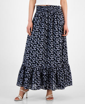 And Now This - Women's Cotton Ruffled Smocked Maxi Skirt