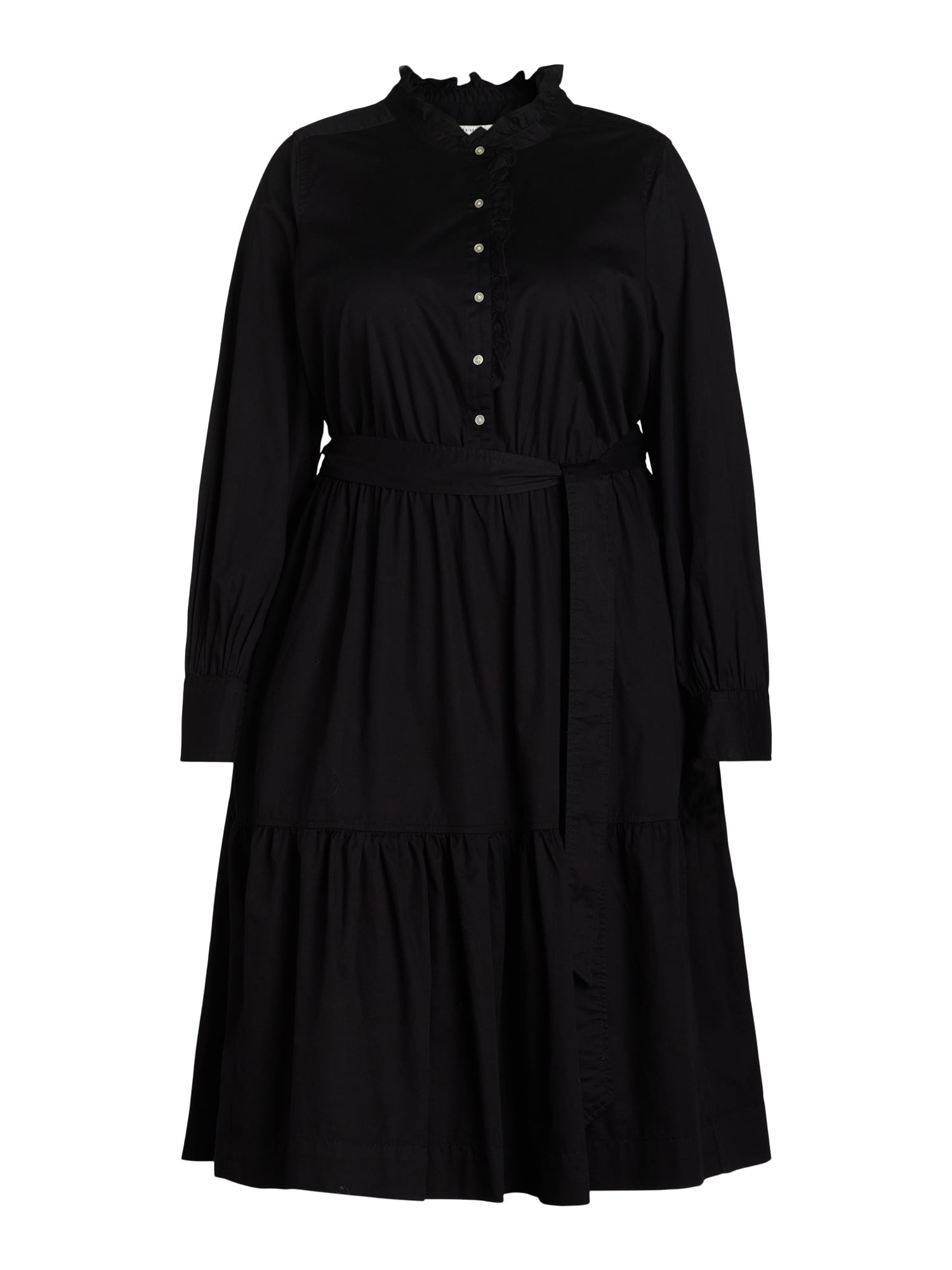 thumbnail image 4 of Free Assembly Women’s and Women's Plus Cotton Ruffle Midi Dress with Long Sleeves, Sizes XS-4X, 4 of 5