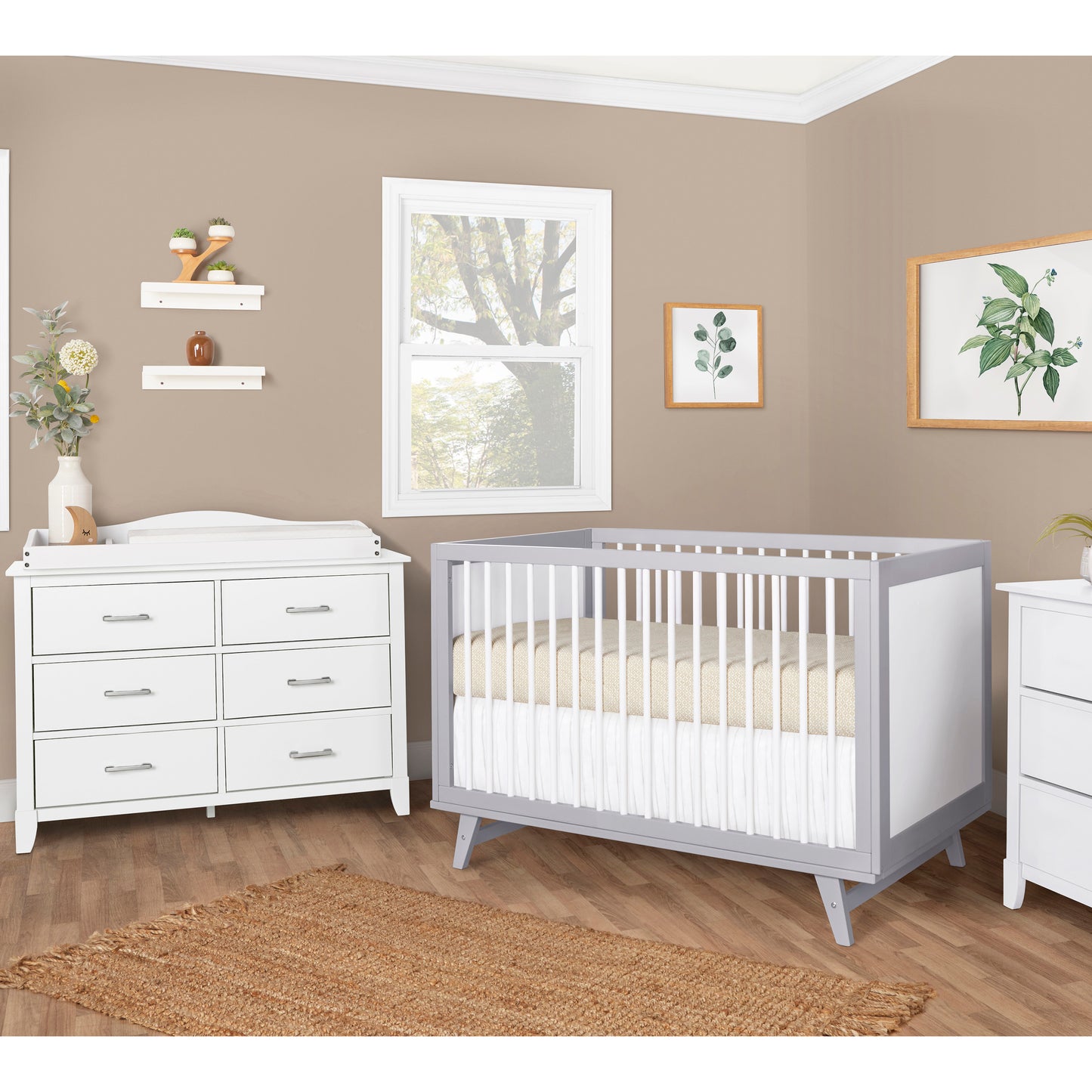 Walmart Dream On Me Carter 5-in-1 Full Size Convertible Crib, Grey and White
