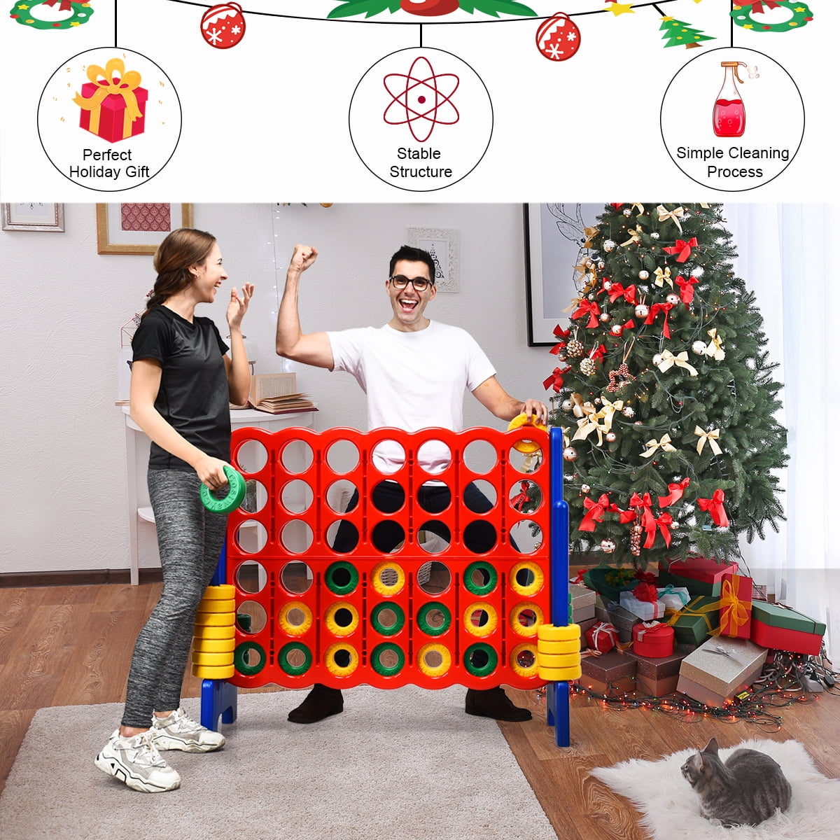 thumbnail image 2 of Costway Jumbo 4-to-Score 4 in A Row Giant Game Set Kids Adults Family Fun Red+Blue, 2 of 10