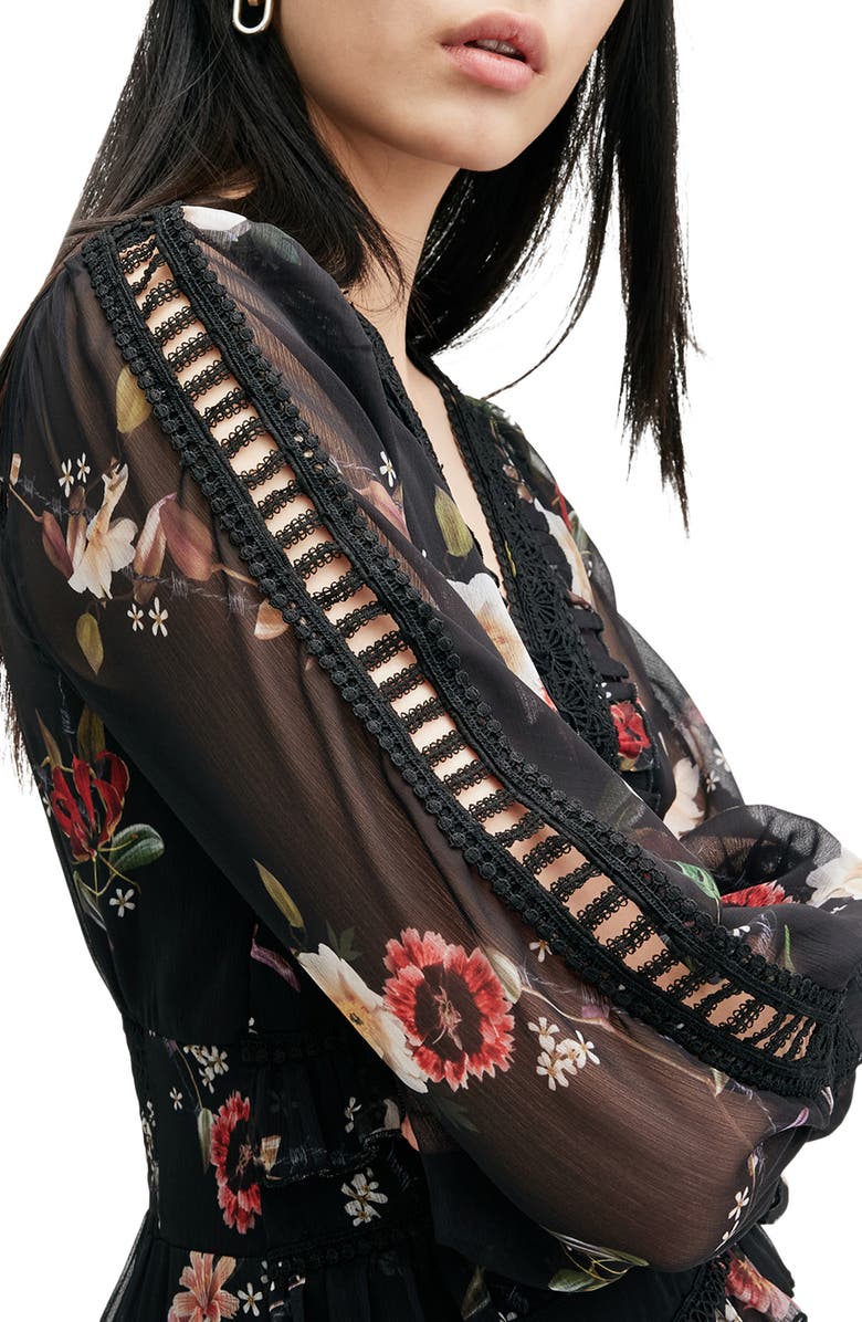 AllSaints Zora Long Sleeve Tiered Dress