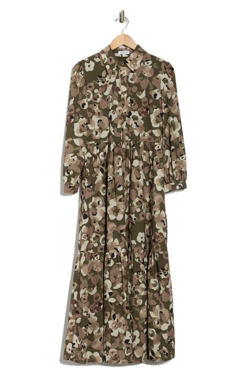 AREA STARS Keri Floral Long Sleeve Tiered Shirtdress