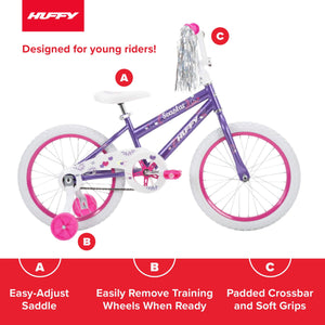 thumbnail image 3 of Huffy 18in Sea Star Kids Bicycle, for Kids Ages 4+, Training Wheels, Child, Purple, 3 of 13