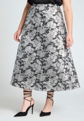 ELOQUII Plus Size Brocade Full Skirt