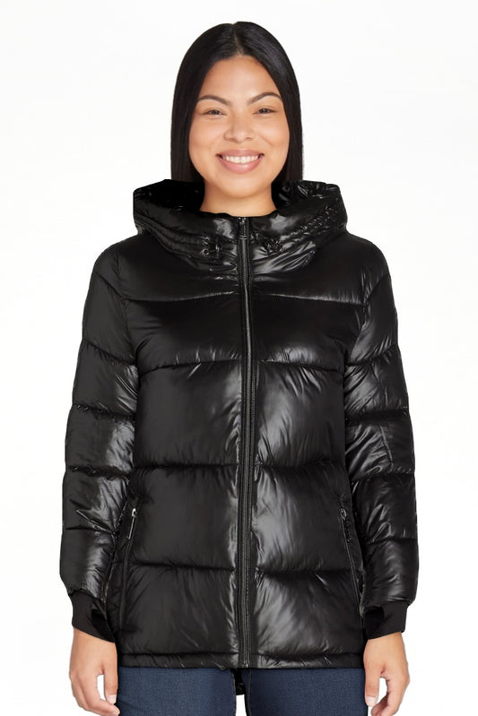 thumbnail image 1 of BCBG Paris Women's and Women's Plus Hooded Puffer Jacket, Heavyweight, Sizes S-3X, 1 of 8