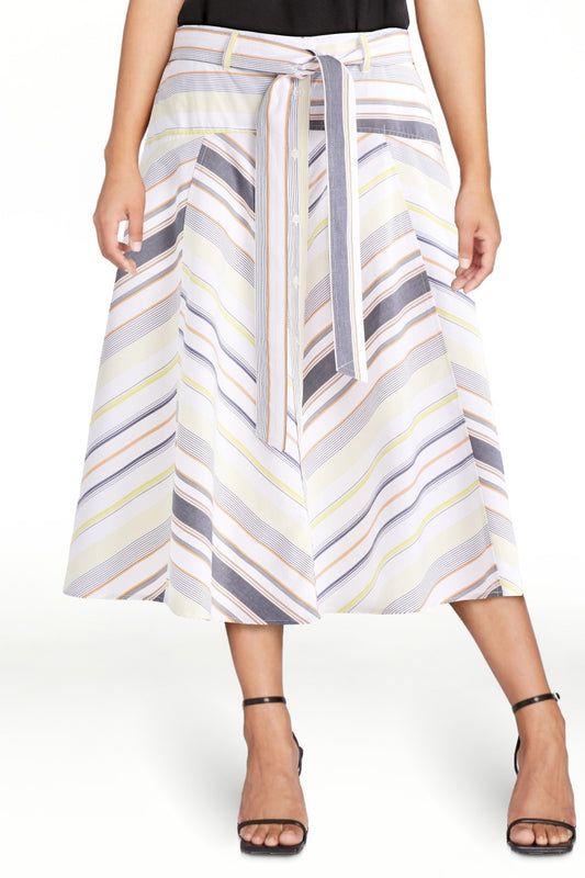 Walmart Free Assembly Women's and Women's Plus Size Belted Button Front Cotton Midi Skirt, XS-4X