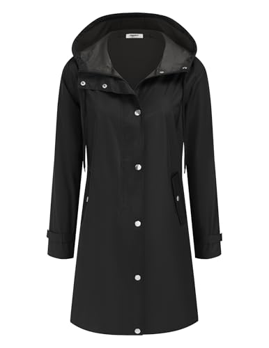 Code Z9JLTHFM - Zeagoo Rain Jacket Women Waterproof Raincoat with Hood Lightweight Windbreaker Long Rain Coats for Women Trendy, Black XL