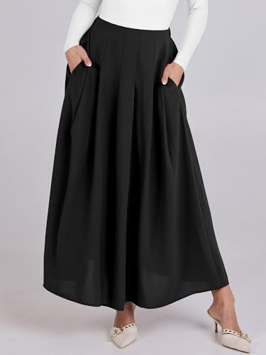 ANRABESS Women A-Line Pleated High Waist Maxi Skirt Full Ankle Length Flowy Swing Elegant Dressy Casual Work Long Skirts