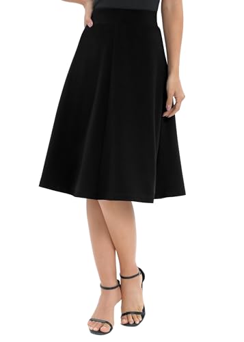 Urban CoCo Women's A-Line Elastic High Waist Flare Work Midi Knee Length Stretchy Skirt