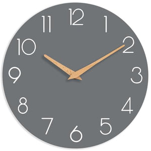 Clip coupon - Wall Clock, Gray Wooden Silent Non-Ticking, Decorative Battery Operated Wall Clocks for Bedroom, Kitchen, Home, Living Room, Office, School, Hotel (8 Inch)