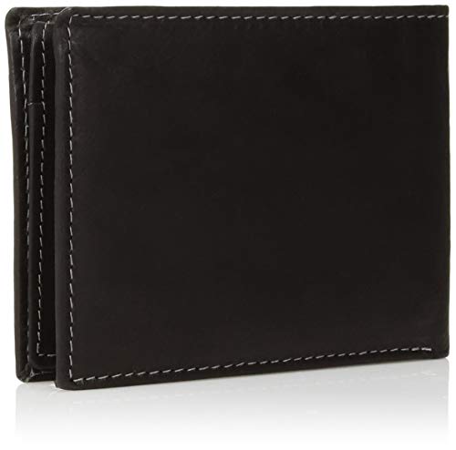 Steve Madden Men's Slim Leather Wallet with Extra Capacity Attached Flip Pockets