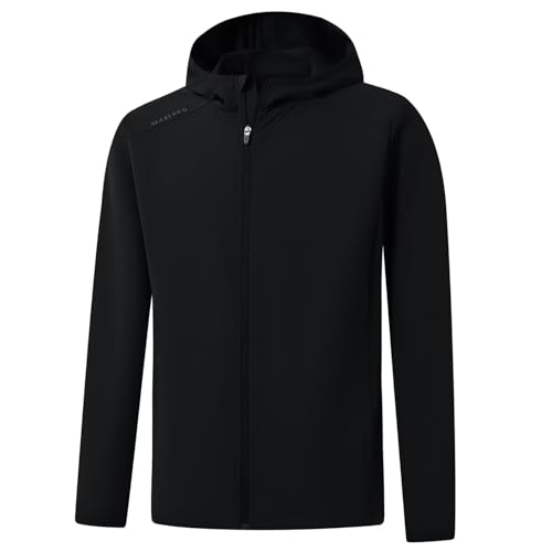 M MAELREG Mens Jackets with Hood Softshell Performance Full Zip Pockets Golf Water Resistant Windbreaker Jackets for Men