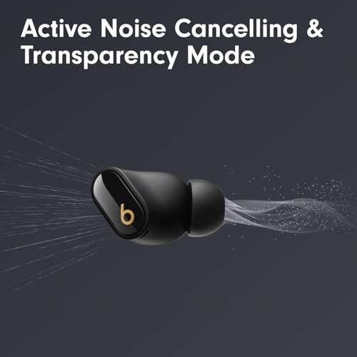 Amazon Beats Studio Buds + | True Wireless Noise Cancelling Earbuds, Enhanced Apple & Android Compatibility, Built-in Microphone, Sweat Resistant Bluetooth Headphones, Spatial Audio - Black/Gold