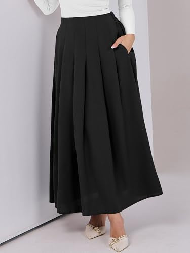 ANRABESS Women A-Line Pleated High Waist Maxi Skirt Full Ankle Length Flowy Swing Elegant Dressy Casual Work Long Skirts