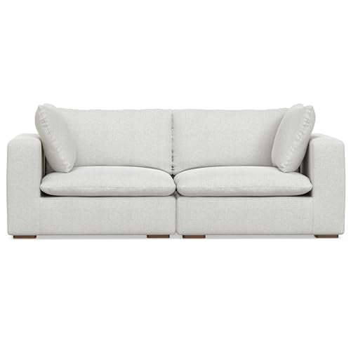 Amazon SIMPLIHOME Jasmine 2-Seater Modular Sofa in Performance Fabric, Cloud Grey, 88-inches Wide, Handcrafted Contemporary-Style Loveseat Sofa for Living Room