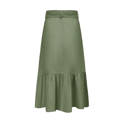 Amazon Girls Maxi Skirts Button Front High Waisted Long Skirt with Belt Ruffled Skirts with Pocke