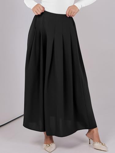 ANRABESS Women A-Line Pleated High Waist Maxi Skirt Full Ankle Length Flowy Swing Elegant Dressy Casual Work Long Skirts