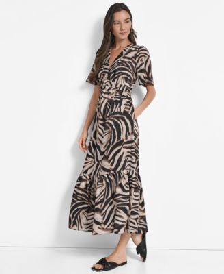 Macy's DKNYWomen's Printed V-Neck Short-Sleeve Maxi Dress