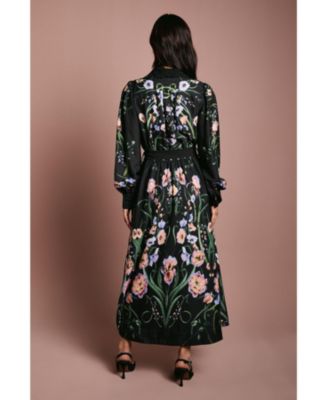 Macy's CoastWomen's Print Shirt Dress With Lace Trims