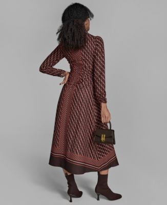 Macy's BCBGWomen's Long Sleeve Mock Neck Midi Dress